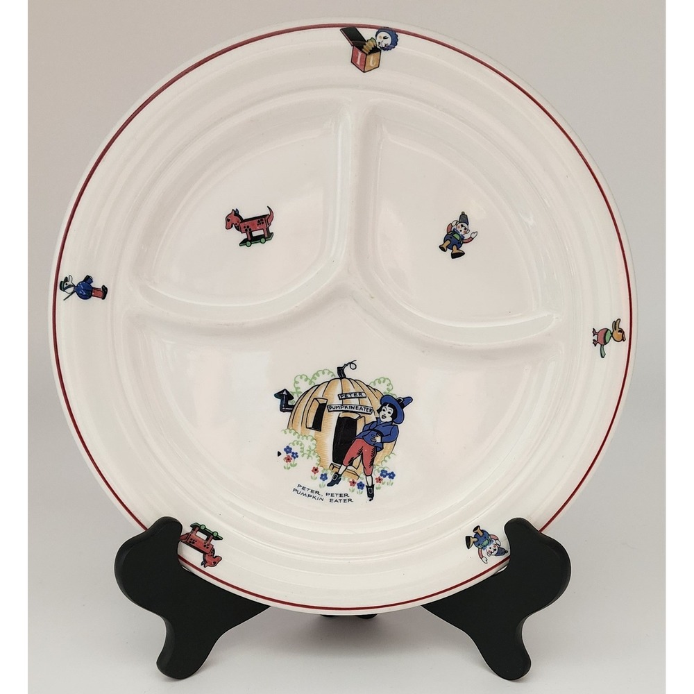 Shenango China Peter Peter Pumpkin Eater Divided Grill Plate Kids White 9.75in